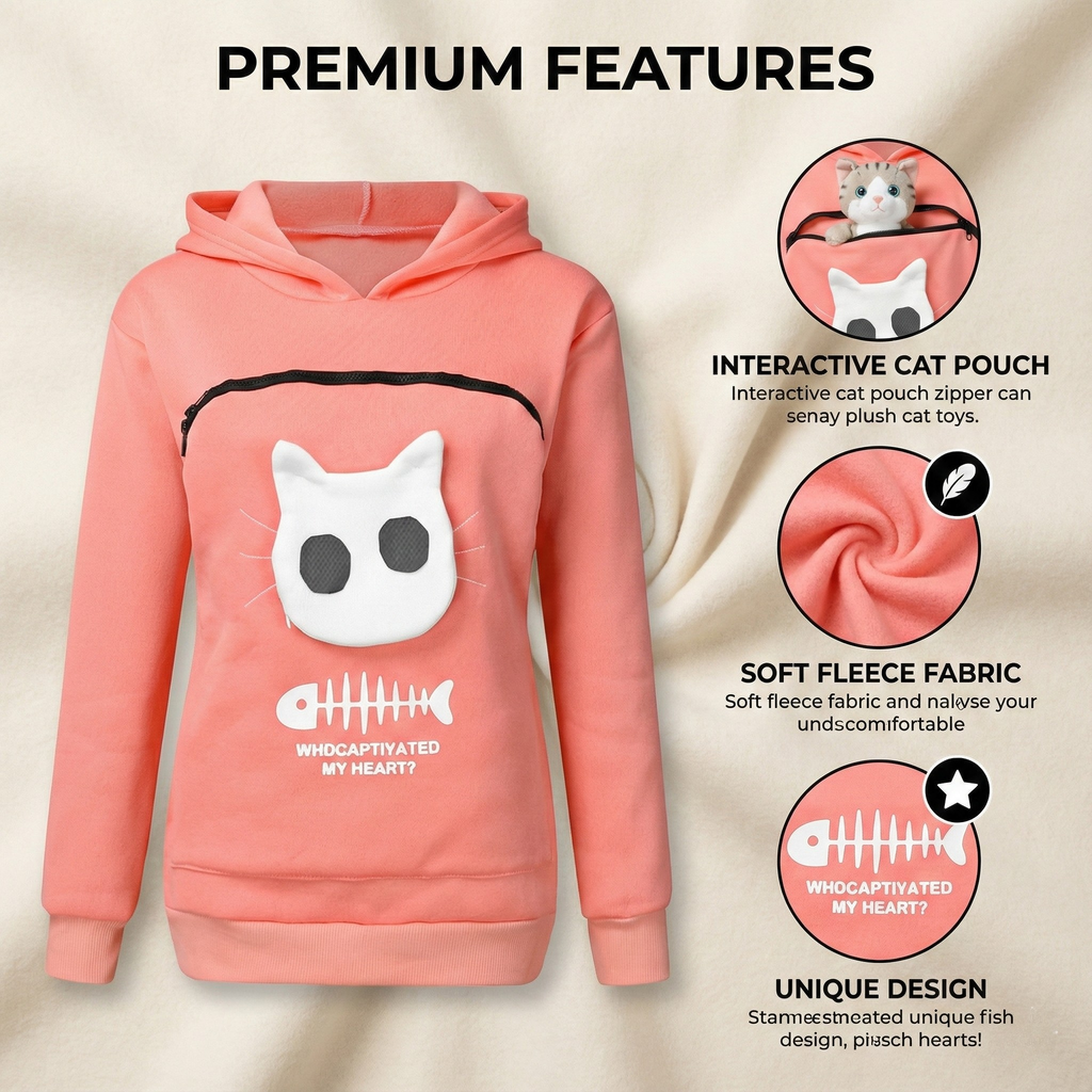 Women’s Cat-Pocket Sweatshirt Hoodie