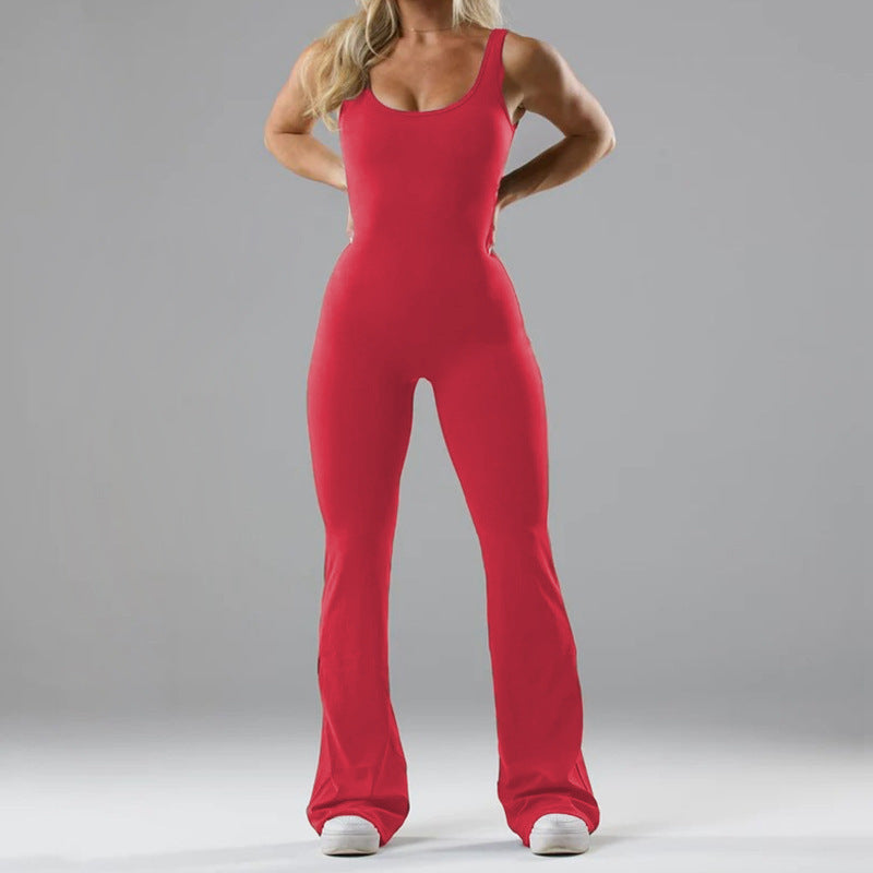 Seamless Hollow-Back Yoga Bodysuit for Women